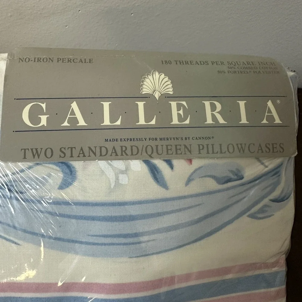 Vintage Galleria No Iron Percale Pastels 2- Standard Pillowcases NEW NOS